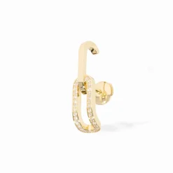 Mono-boucle d’oreille Maillon or jaune et diamants