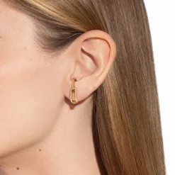 Mono-boucle d’oreille Maillon or jaune et diamants
