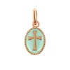 Pendentif Croix résine jade, or rose