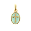 Pendentif Croix résine jade, or jaune