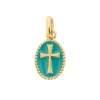 Pendentif Croix résine turquoise vert, or jaune