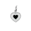 Pendentif Cœur Dentelle résine noire, or blanc