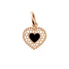 Pendentif Cœur Dentelle résine noire, or rose