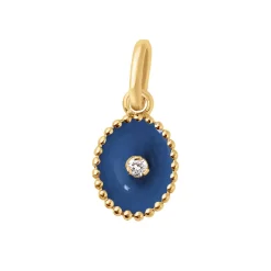 Pendentif Etoile du Nord résine prusse, diamant, or jaune