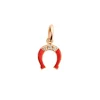 Pendentif Fer à cheval résine coquelicot, diamant, or rose