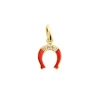 Pendentif Fer à cheval résine coquelicot, diamant, or jaune