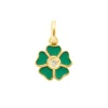 Pendentif Fleur résine émeraude, diamant, or jaune
