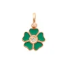 Pendentif Fleur résine émeraude, diamant, or rose
