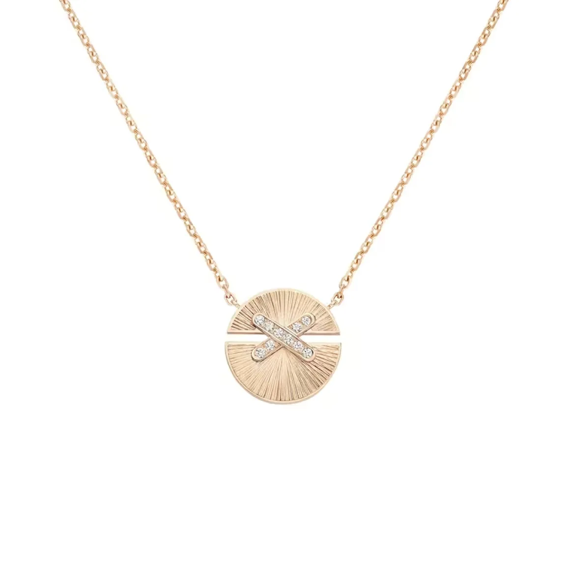 Pendentif Jeux de Liens Harmony petit modèle Or rose, diamants 085434