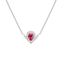 Pendentif Joséphine Aigrette Or blanc, rubellite, diamants 085145
