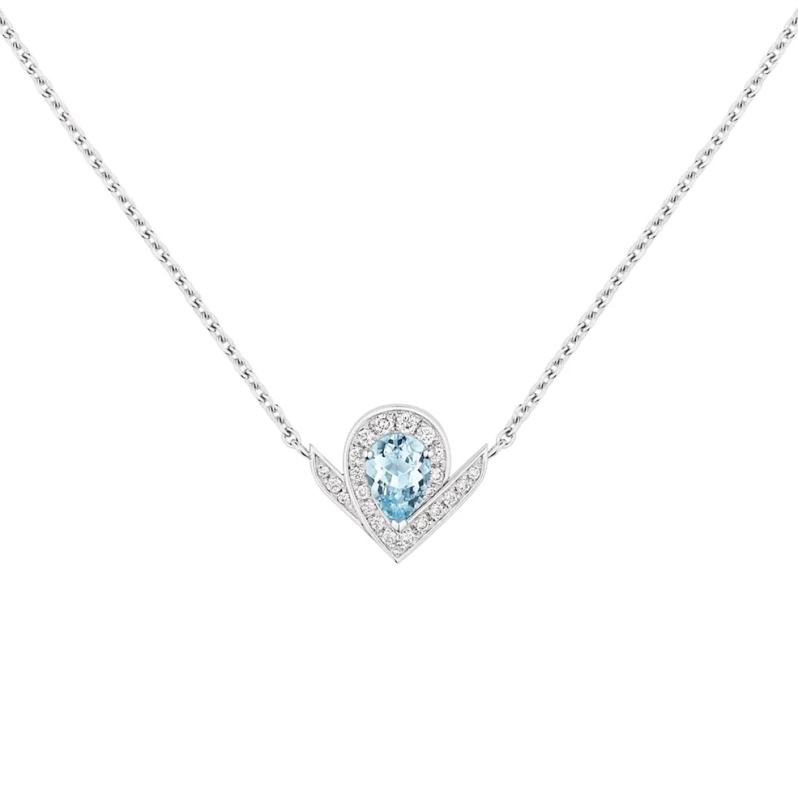 Pendentif Joséphine Aigrette Or blanc, aigue-marine, diamants 085144