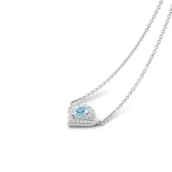 Pendentif Joséphine Aigrette Or blanc, aigue-marine, diamants 085144