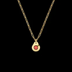 Pendentif Menottes dinh van R10 Corail or jaune et corail