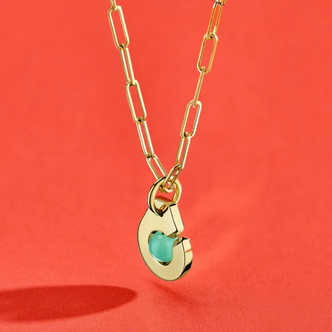 Pendentif Menottes dinh van R10 Chrysoprase or jaune et chrysoprase