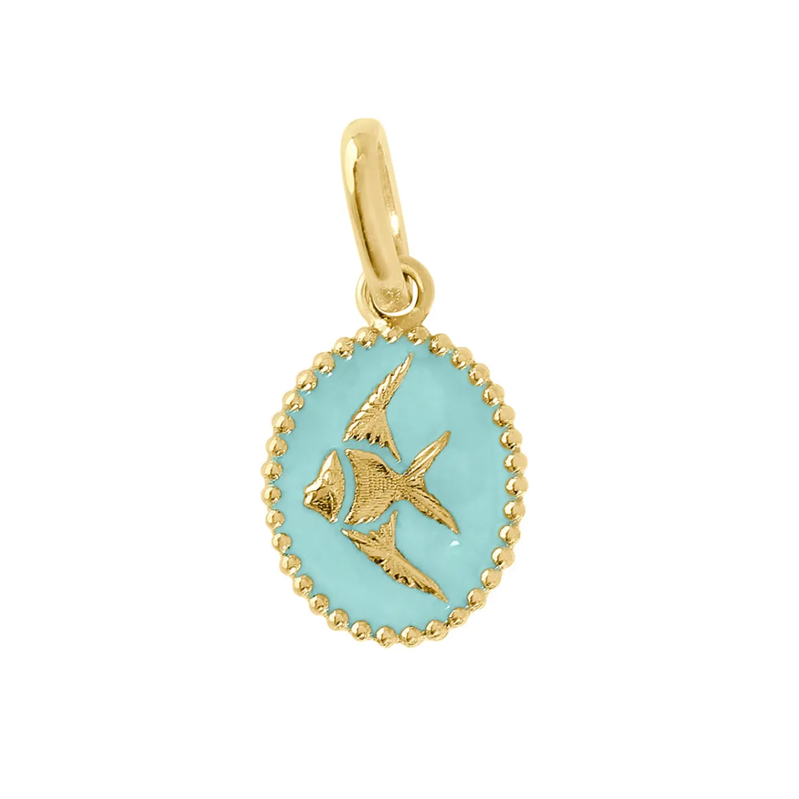 Pendentif Poisson Ange résine glacier, or jaune