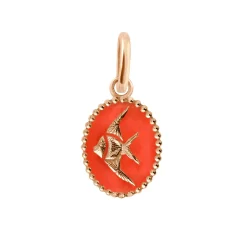 Pendentif Poisson Ange résine corail, or rose