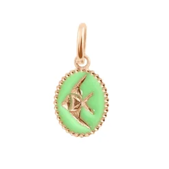 Pendentif Poisson Ange résine anis, or rose