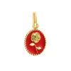 Pendentif Rose résine coquelicot, or jaune