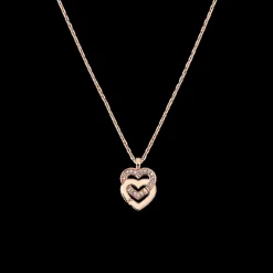 Pendentif sur chaîne Double Cœurs R10, OR + 1/2 DIAS