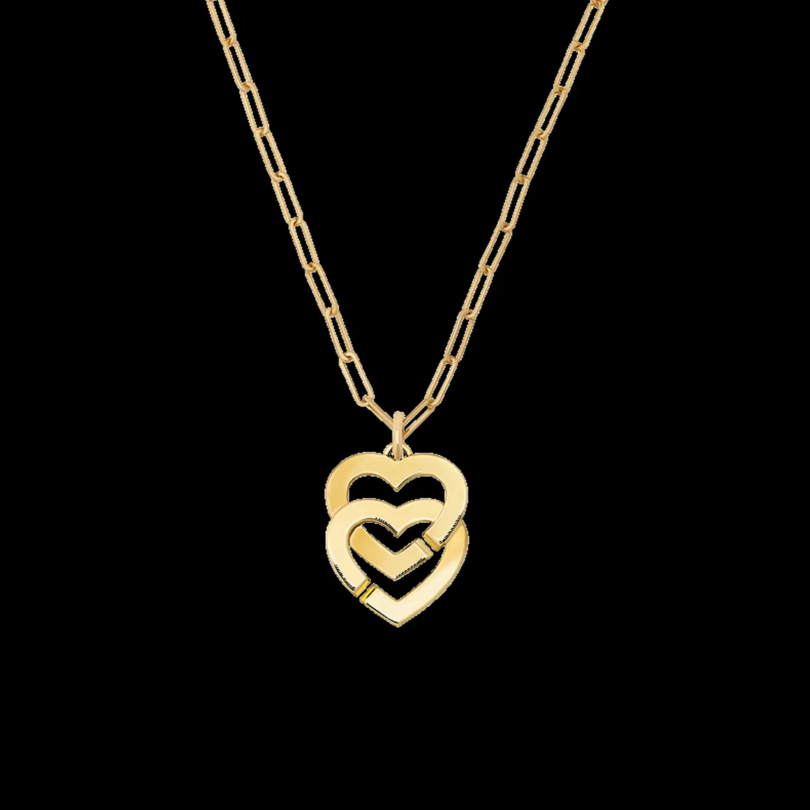Pendentif sur chaîne Double Cœurs R15, OJ, chaîne dinh van