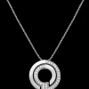 Pendentif sur chaîne Seventies 19 mm or blanc et diamants