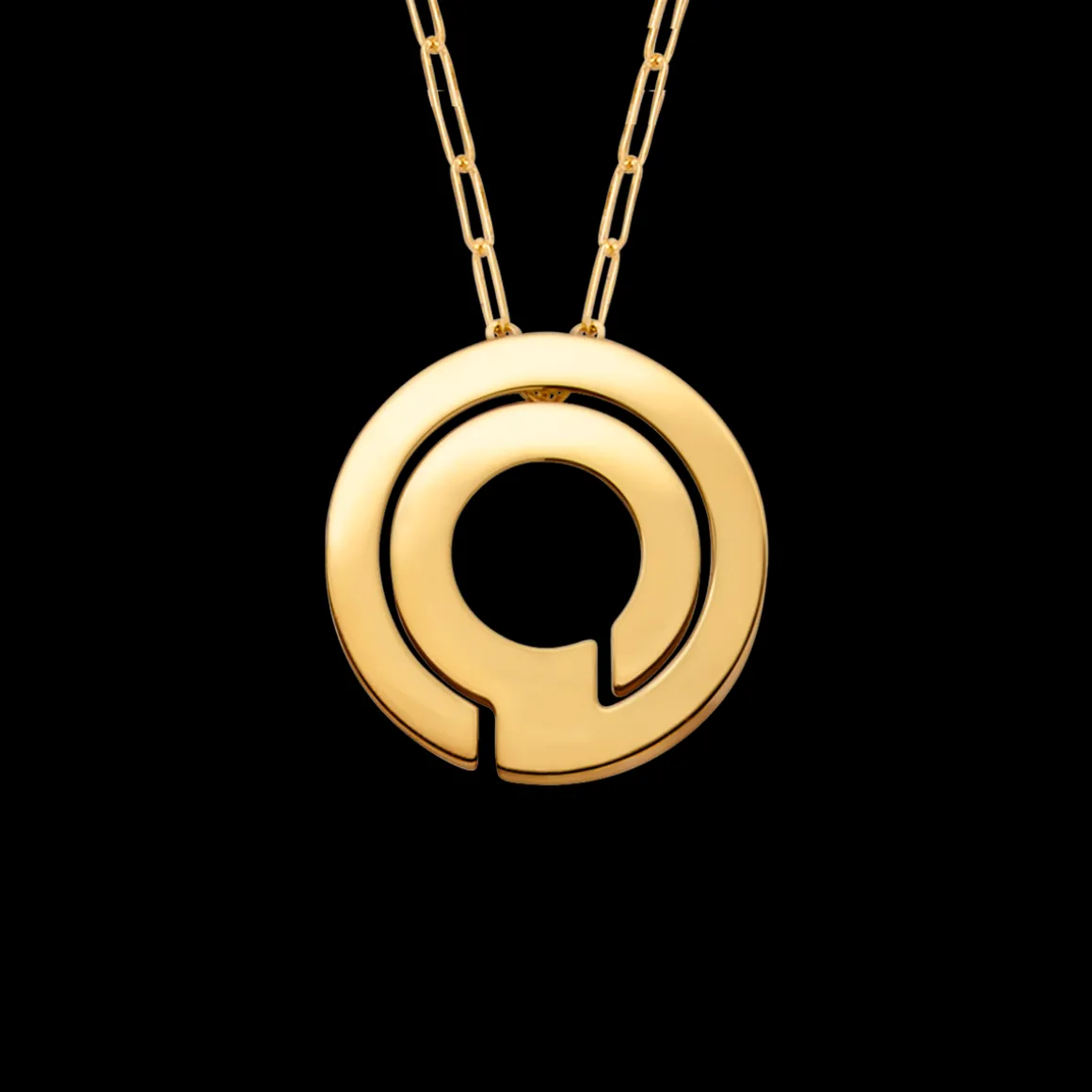 Pendentif sur chaîne Seventies 40 mm or jaune