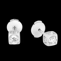 Puces d'oreilles Le Cube Diamant grand modèle or blanc et diamant
