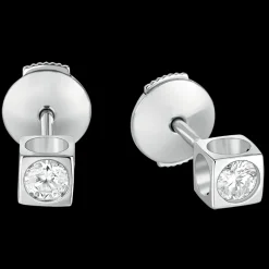 Puces d'oreilles Le Cube diamant or blanc et diamants