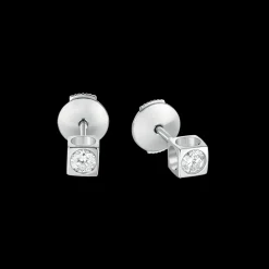 Puces d'oreilles Le Cube diamant or blanc et diamants