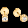 Puces d'oreilles Le Cube Diamant moyen modèle or jaune et diamants
