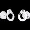 Puces d'oreilles Menottes dinh van R7,5 or blanc et diamants