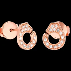 Puces d'oreilles Menottes dinh van R7,5 or rose et diamants