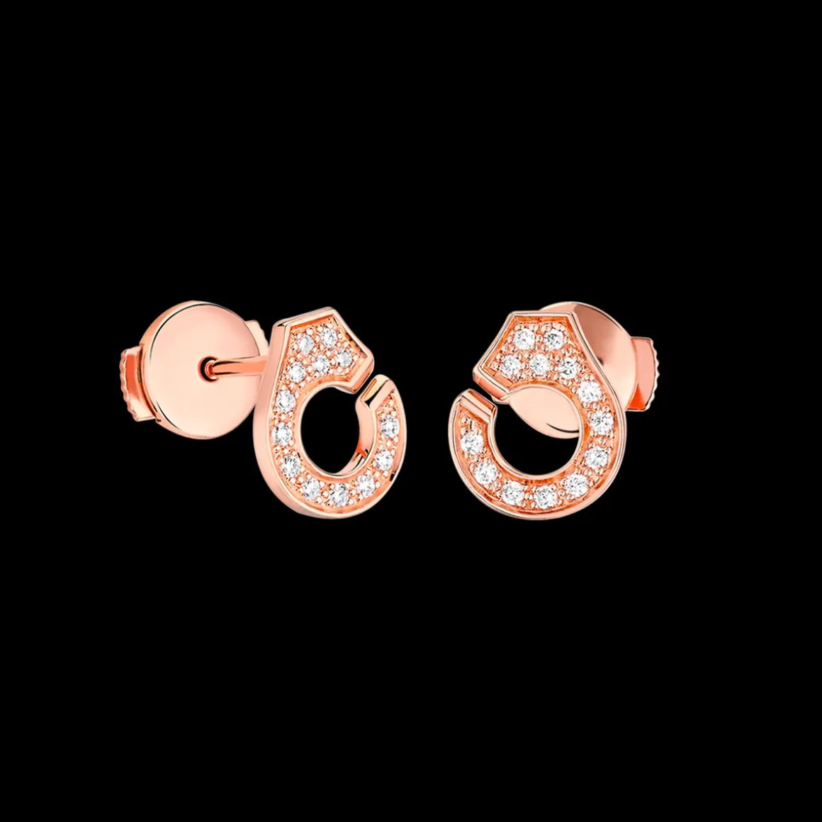 Puces d'oreilles Menottes dinh van R7,5 or rose et diamants