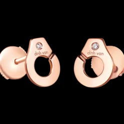 Puces d'oreilles Menottes dinh van R7,5 or rose et diamants