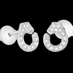 Puces d'oreilles Menottes dinh van R7,5 or blanc et diamants