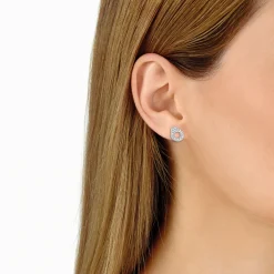 Puces d'oreilles Menottes dinh van R7,5 or blanc et diamants