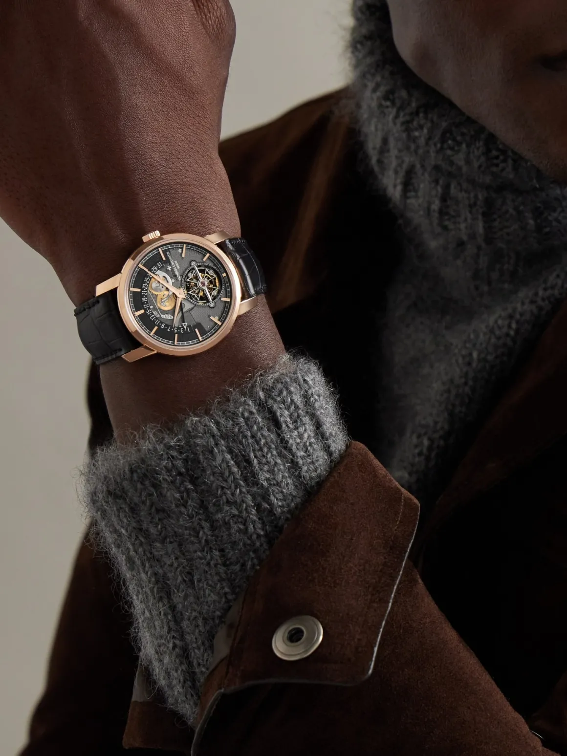 Traditionnelle tourbillon date rétrograde openface